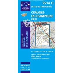 Achat Carte randonnées IGN - 2914 O - Châlons-en-Champagne (Sud)