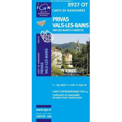 Achat Carte randonnées IGN - 2937 OT- Privas, Vals les Bains