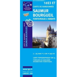 Achat Carte randonnées IGN - 1623 ET - Saumur, Bourgueil