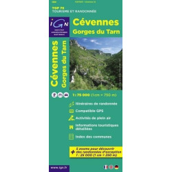 Achat Carte randonnées IGN - Cévennes, Gorges du Tarn - TOP 75