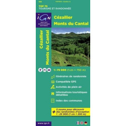 Achat Carte randonnées IGN - Cézallier, Monts du Cantal - TOP 75