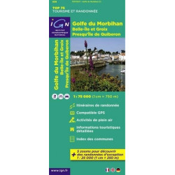 Achat Carte randonnées IGN - Golfe du Morbihan, île de Groix - TOP 75