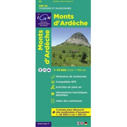 Achat Carte randonnées IGN - Monts d 'Ardèche - TOP 75
