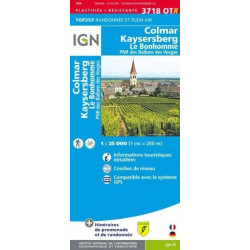 Achat Carte randonnées IGN - 3718 OTR - Colmar, Kaysersberg