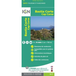 Achat Carte randonnées IGN - Bastia, Corte - TOP 75