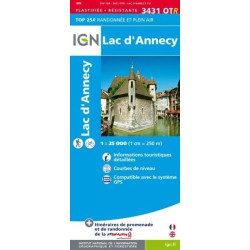 Achat Carte randonnées IGN - 3431 OTR - Lac d'Annecy
