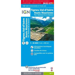 Achat Carte randonnées IGN - 3633 ETR - Tignes, Val d'Isère