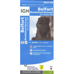 Achat Carte randonnées IGN - 3621 OT - Belfort - Montbéliard Héricourt
