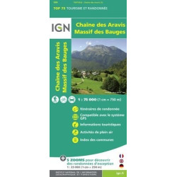 Achat carte randonnées - Chaine des Aravis, massif des Bauges - TOP75 IGN
