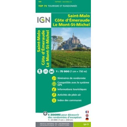 Achat carte randonnées - Saint Malo, Mont Saint Michel - TOP75 IGN