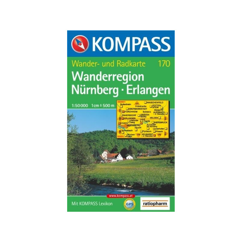 Achat Carte randonnées Nürnberg-Erlangen Kompass 170