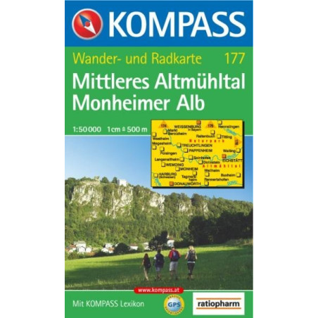 Achat Carte randonnées Mittleres Altmühltal Kompass 177