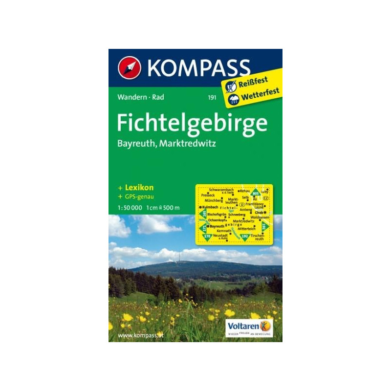 Achat Carte randonnées Fichtelgebirge-Bayreuth-Marktredwitz Kompass 191