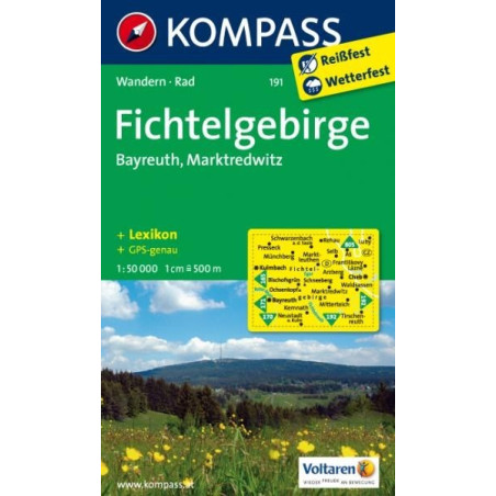 Achat Carte randonnées Fichtelgebirge-Bayreuth-Marktredwitz Kompass 191