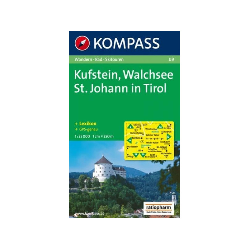 Achat Carte randonnées Kufstein, Walchsee, St. Johann in Tirol Kompass 09