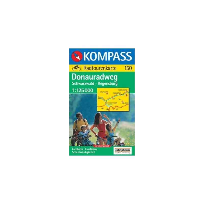 Achat Carte randonnées Donauradweg Schwarzwald - Regensburg Kompass 150