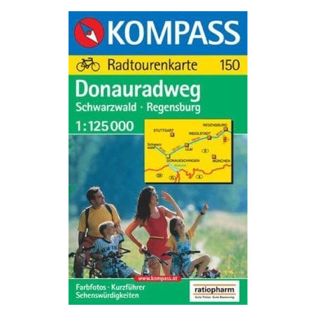 Achat Carte randonnées Donauradweg Schwarzwald - Regensburg Kompass 150