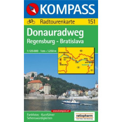 Achat Carte randonnées DonauRadweg, Regensburg, Bratislava Kompass 151