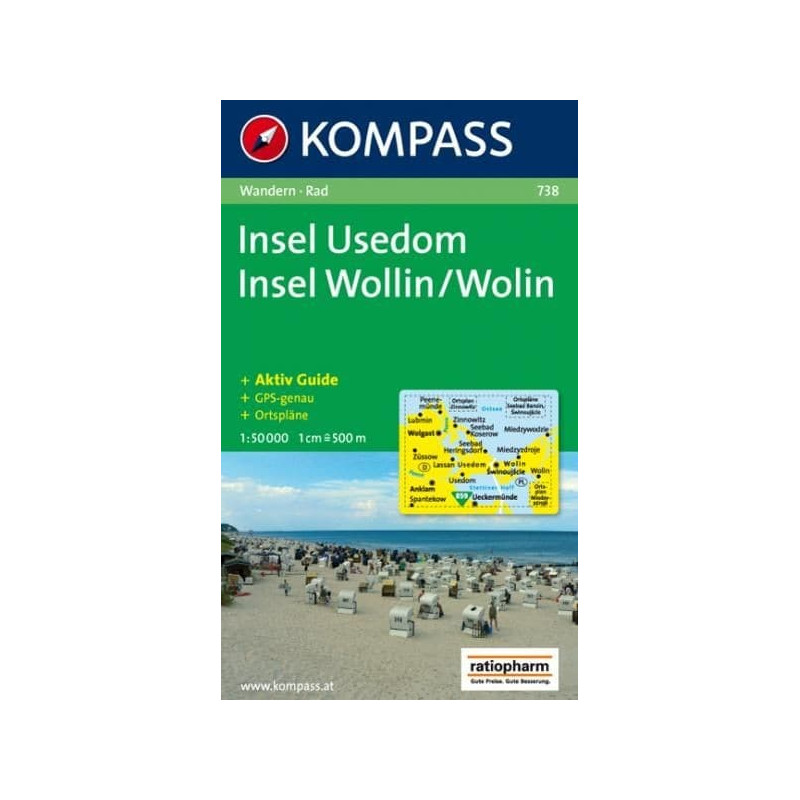 Achat Carte randonnées Usedom, Wolin Island Kompass 738