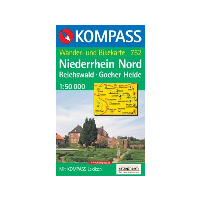 Achat Carte randonnées Niederrhein Nord, Reichswald, Gocher Heide Kompass 752