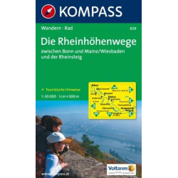Achat Carte randonnées Die Rheinhöhenwege Kompass 829