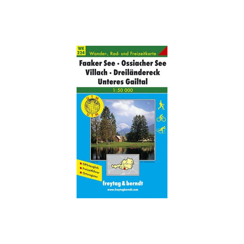Achat Carte randonnées Faaker See-Ossiacher See-Villach-Dreiländereck-Unteres Gailtal - Freytag 224