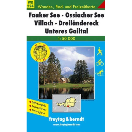 Achat Carte randonnées Faaker See-Ossiacher See-Villach-Dreiländereck-Unteres Gailtal - Freytag 224