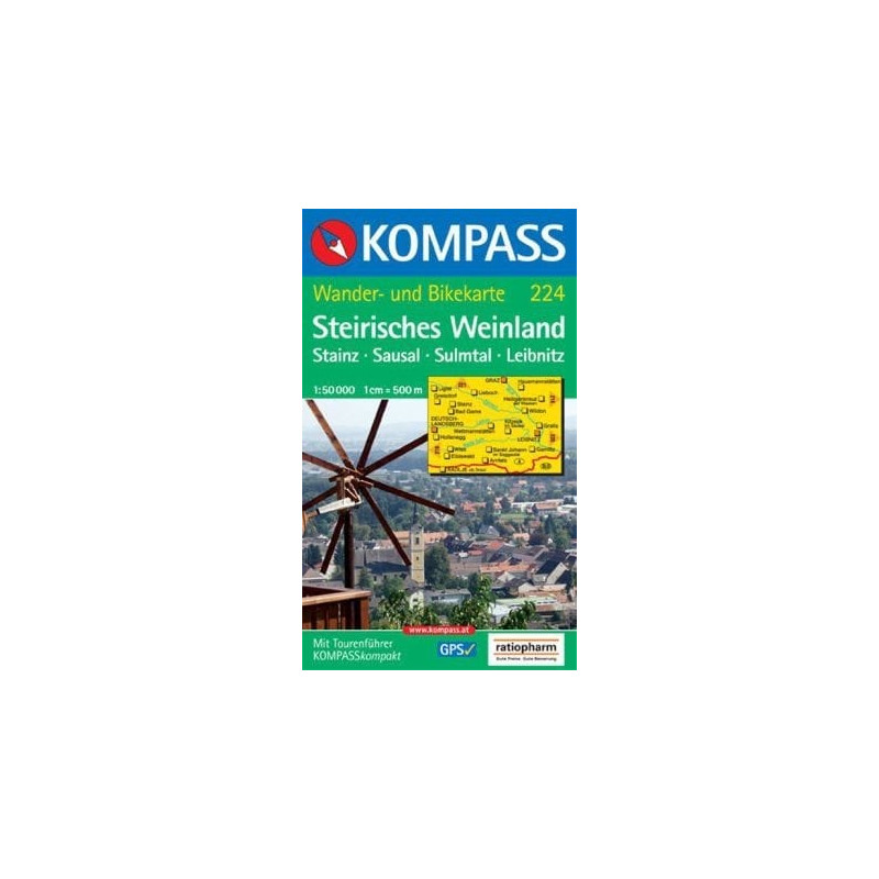 Achat Carte randonnées Steirisches Weinland, Stainz, Sausal, Sulmtal, Leibnitz - Kompass 224
