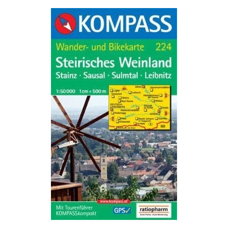 Achat Carte randonnées Steirisches Weinland, Stainz, Sausal, Sulmtal, Leibnitz - Kompass 224