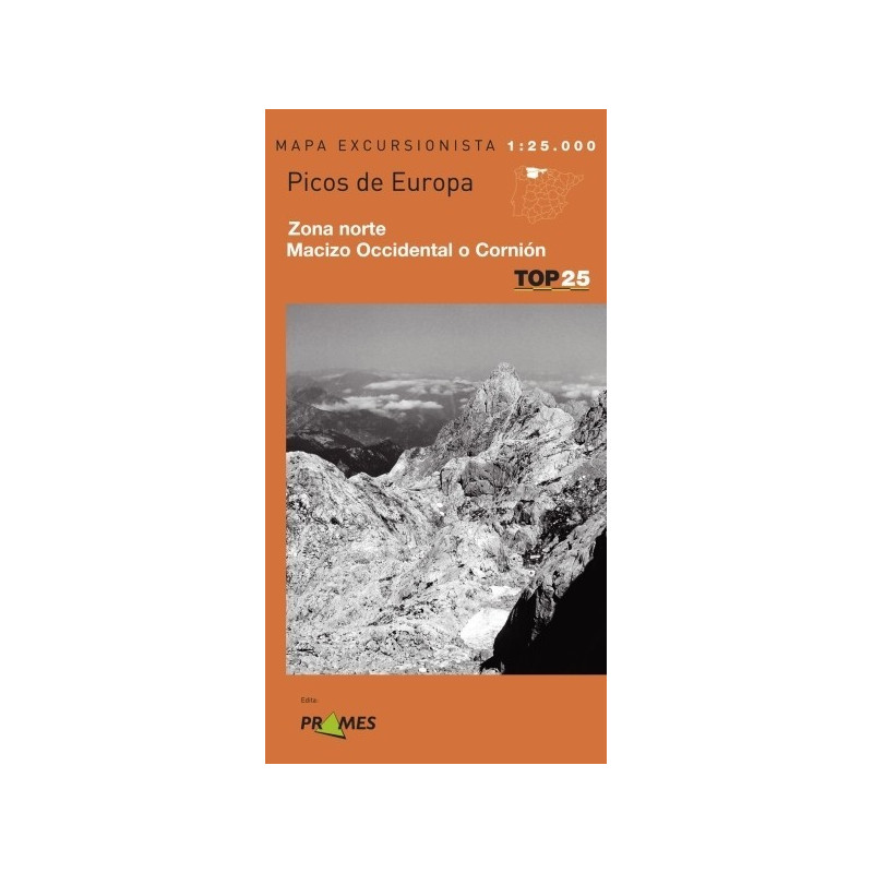 Achat Cartes randonnées Picos de Europa. Zona norte. Macizo occidental o Cornión - TOP 25 Prames