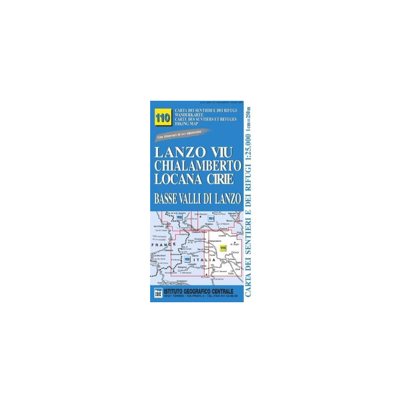 Achat Carte randonnées Lanzo, Viù, Chialamberto, Locana, Ciriè - IGC 110 Achat Carte randonnées Lanzo, Viù, Chialamberto, Locana, Ciriè - IGC 110