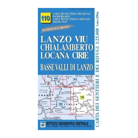 Achat Carte randonnées Lanzo, Viù, Chialamberto, Locana, Ciriè - IGC 110