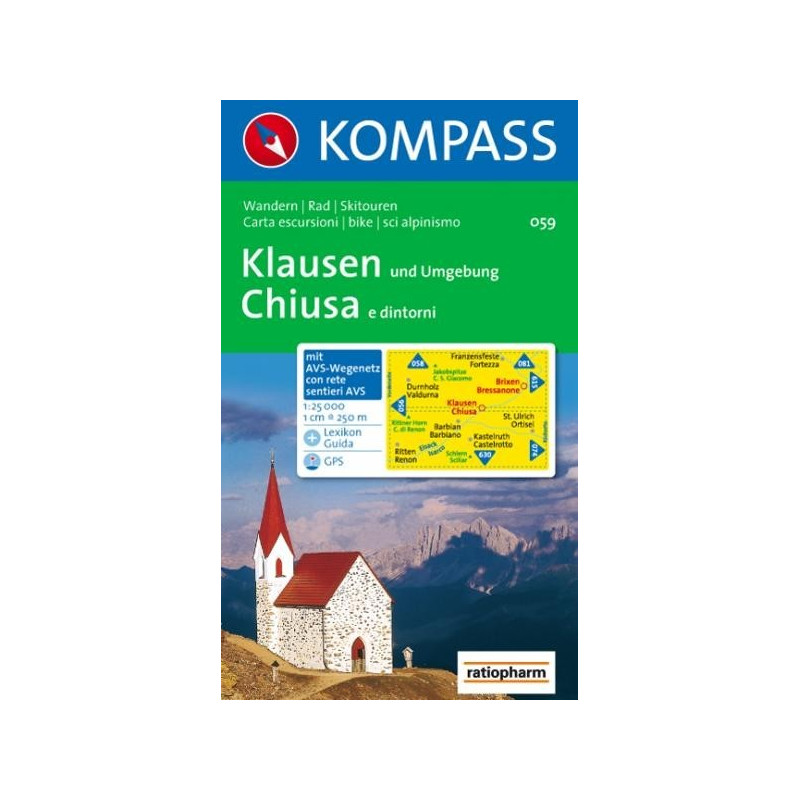 Achat Carte randonnées Klausen,Chiusa - Kompass 059