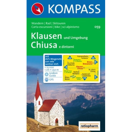 Achat Carte randonnées Klausen,Chiusa - Kompass 059