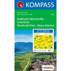 Achat Carte randonnées Sudtiroler Weinstrasse, Strada del Vino - Kompass 074