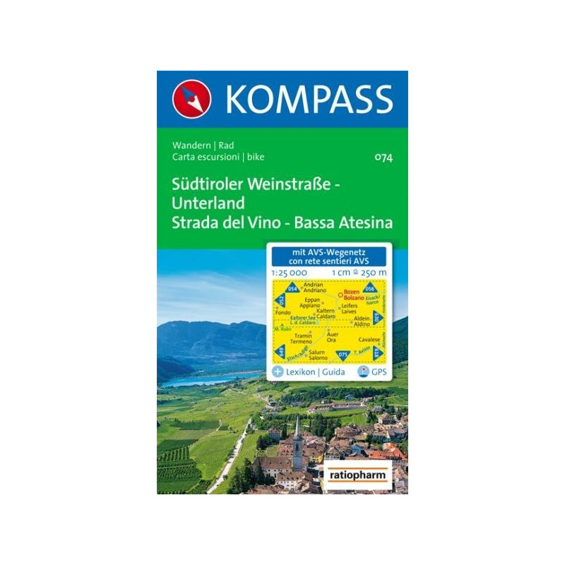 Achat Carte randonnées Sudtiroler Weinstrasse, Strada del Vino - Kompass 074