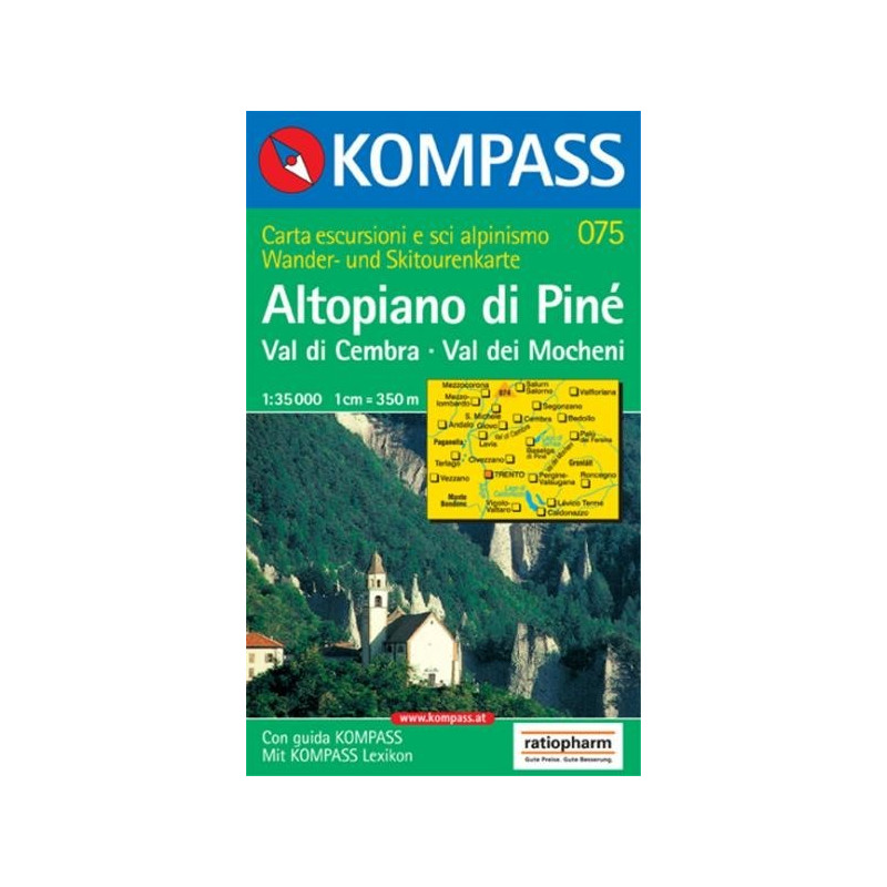 Achat Carte randonnées Altopiani di Pine, Val di Cembra - Kompass 075