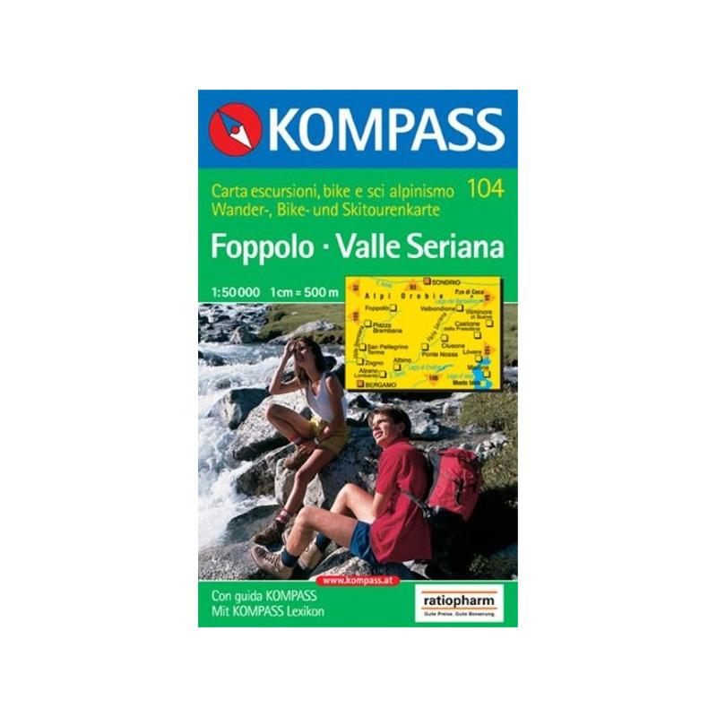 Achat Carte randonnées Foppolo-Valle Seriana - Kompass 104