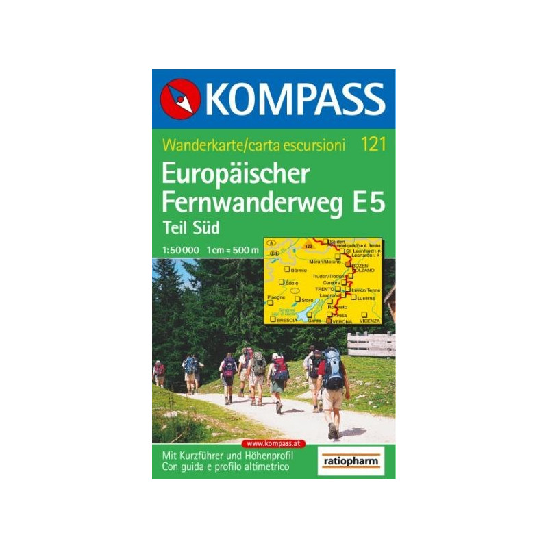 Achat Carte randonnées Europ. Fernwanderweg E5 Süd - Kompass 121