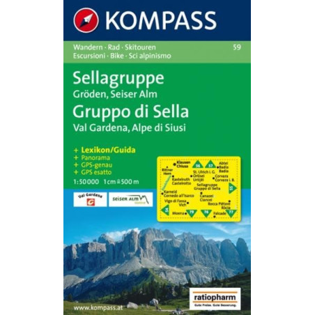 Achat Carte randonnées Sellagruppe, Gruppo di Sella - Kompass 59