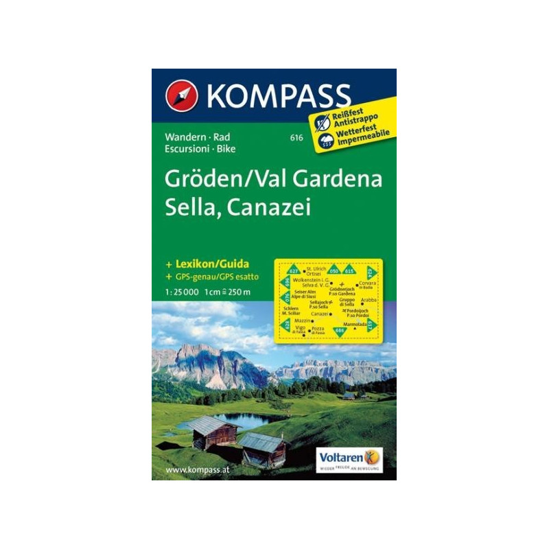 Achat Carte randonnées Gröden-Val Gardena-Sella-Canazei - Kompass 616