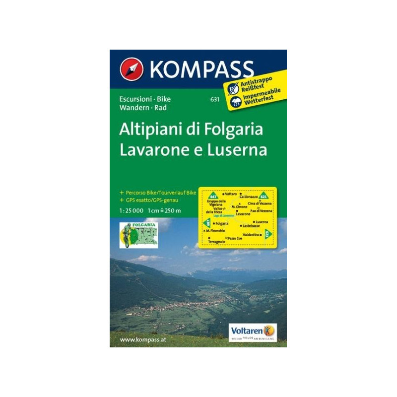 Achat Carte randonnées Altipiani di Folgaria, Lavarone e Luserna - Kompass 631