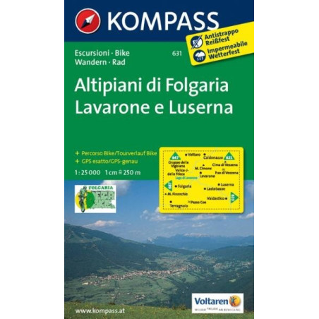 Achat Carte randonnées Altipiani di Folgaria, Lavarone e Luserna - Kompass 631