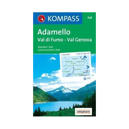 Achat Carte randonnées Adamello-Val di Fumo-Val Genova - Kompass 638