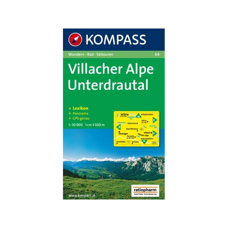 Achat Carte randonnées Villacher Alpe-Unteres Drautal - Kompass 64
