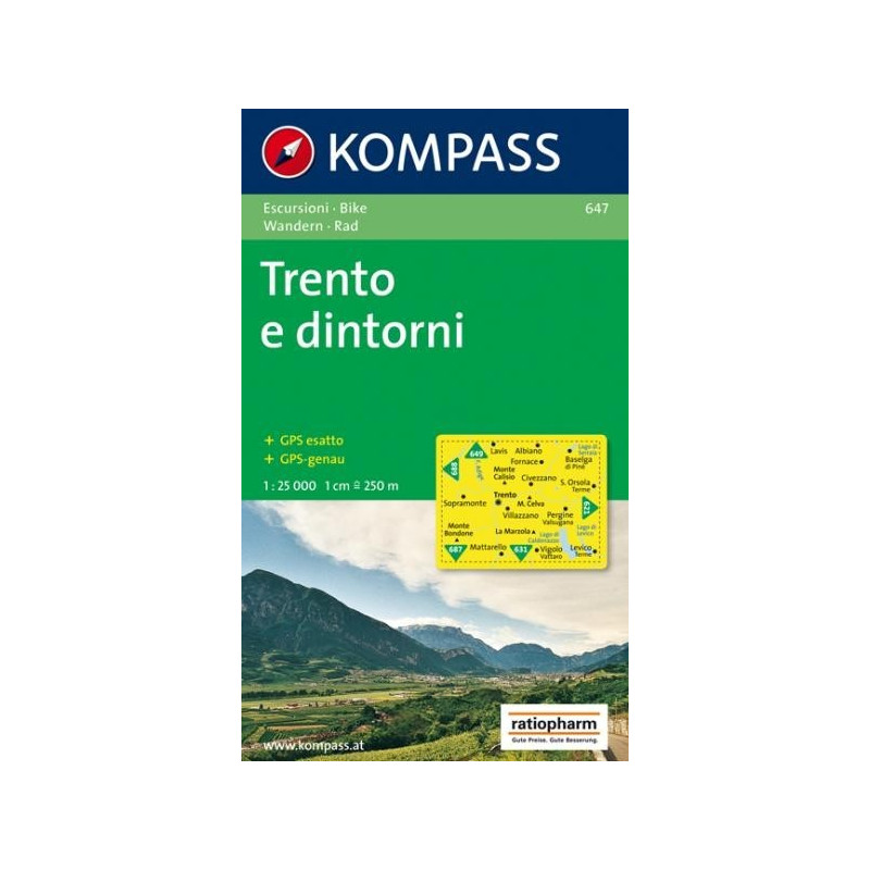 Achat Carte randonnées Trento und Umgebung, Trento e dintorni - Kompass 647