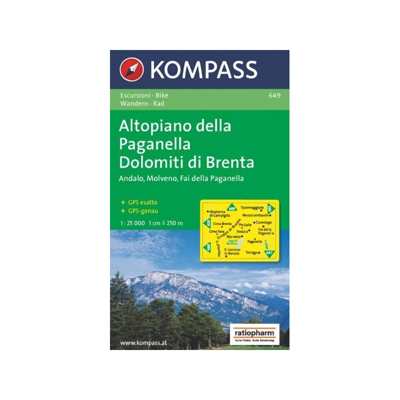 Achat Carte randonnées Altopiano della Paganella - Kompass 649