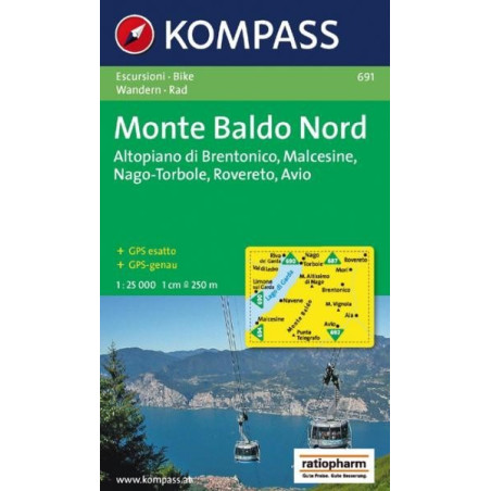 Achat Carte randonnées Monte Baldo Nord - Kompass 691