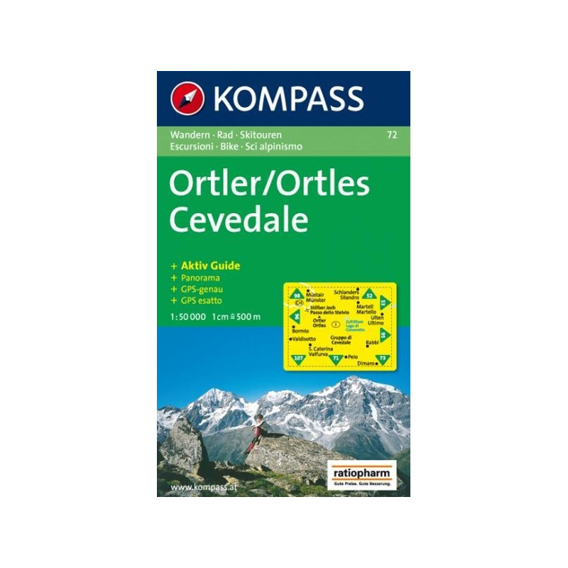 Achat Carte randonnées Ortler/Ortles-Cevedale - Kompass 72