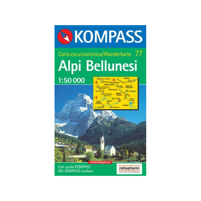 Achat Carte randonnées Alpi Bellunesi - Kompass 77